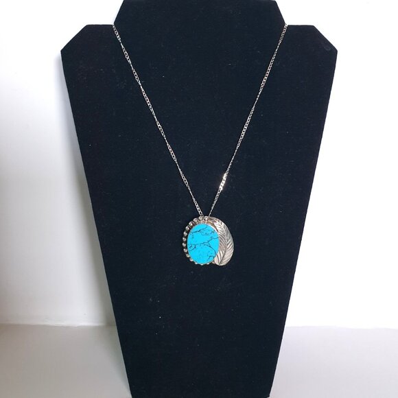 Vintage TC-25 Taxco Mexico Sterling Genuine Turquoise Statement Pendant & Brooch - Picture 5 of 11